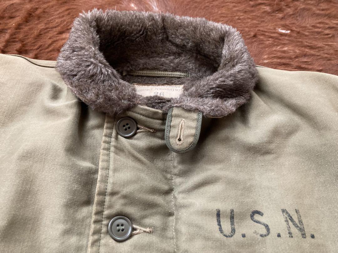 40'S ビンテージN-1デッキジャケットU.S.NAVY大戦WWⅡU.S.N. 40's U.S.NAVY N-4 デッキジャケット 背面ステンシル 実寸(42位