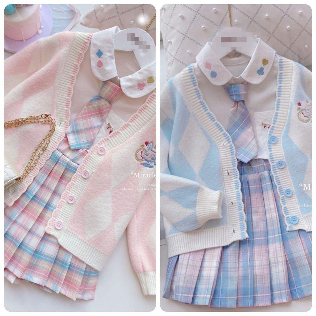 女の子 140 ピンク 女子高生 制服風 パステルカラー チェック