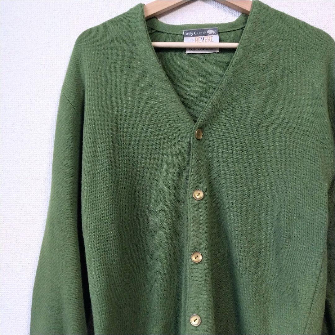 60s ヴィンテージ REVERE カーディガン アクリル 抹茶色 M