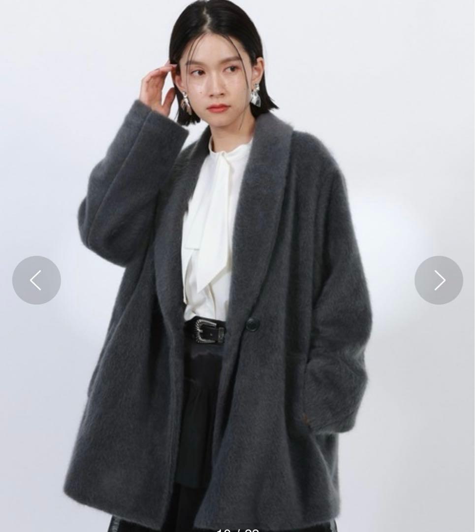 HARE シャギーショールカラーコート ブラック 黒 HARE シャギーショールカラーコート ブラック 黒