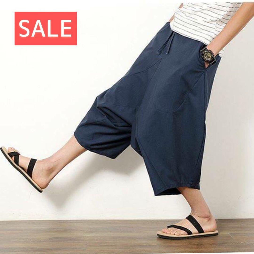 新品 サルエル ガウチョ コクーン パンツ ネイビー メンズ 紺 SALE 激安
