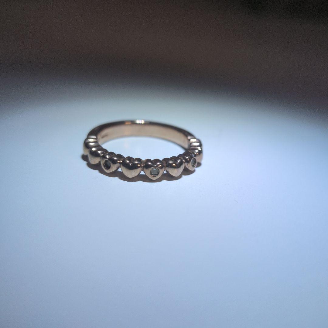 OK シルバー ハート型装飾リング 5号 ダイヤモンド付リング 中目立った傷や汚れなし