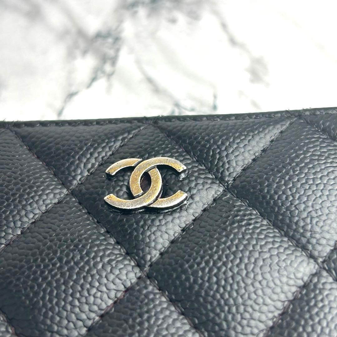 45 CHANEL マトラッセ　キャビアスキン　コインケース