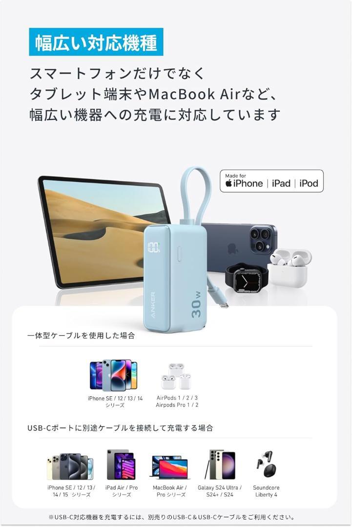 Anker PowerBank 30W Fusion 5000mAh ホワイト