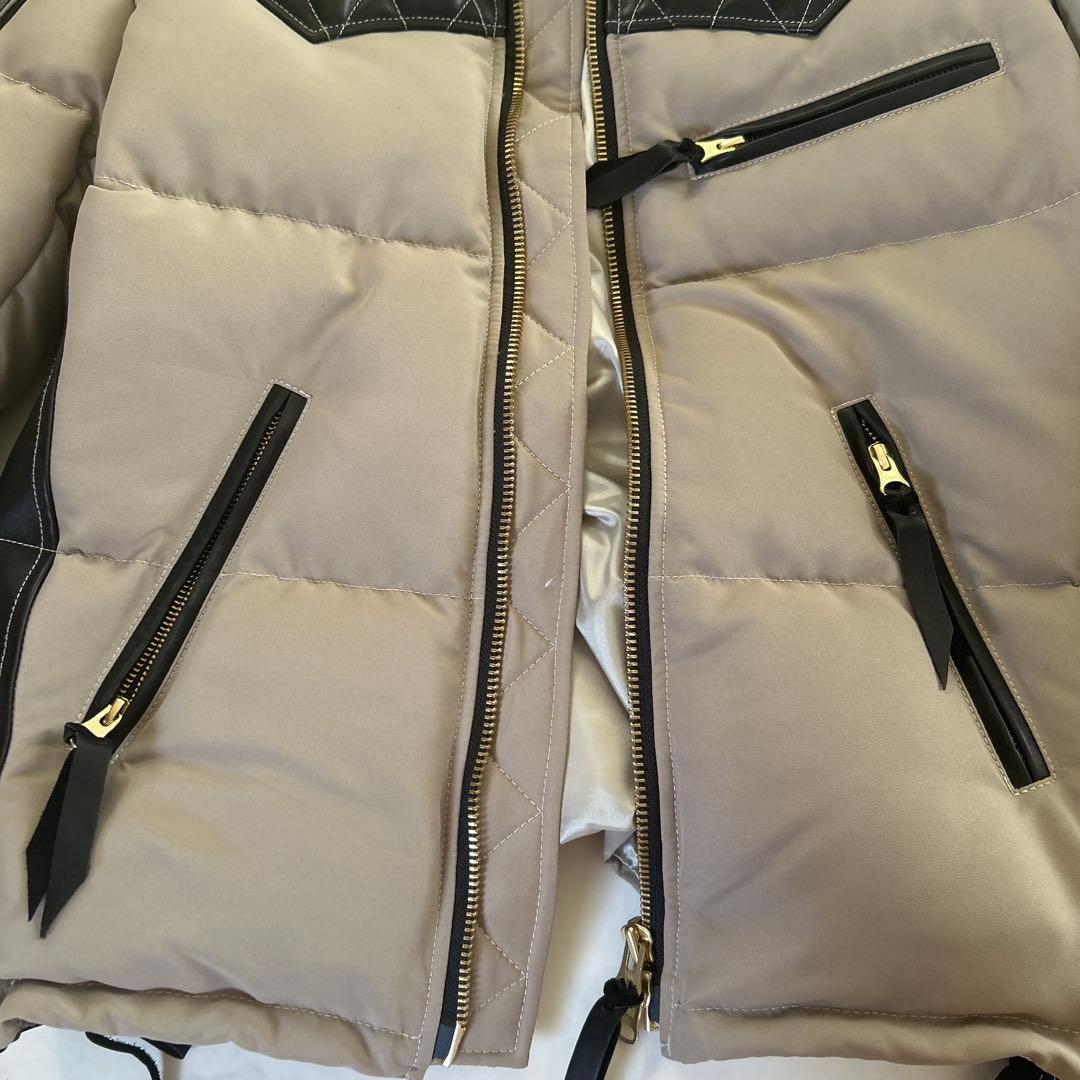 キルティングダウンジャケット ベージュ/ブラック