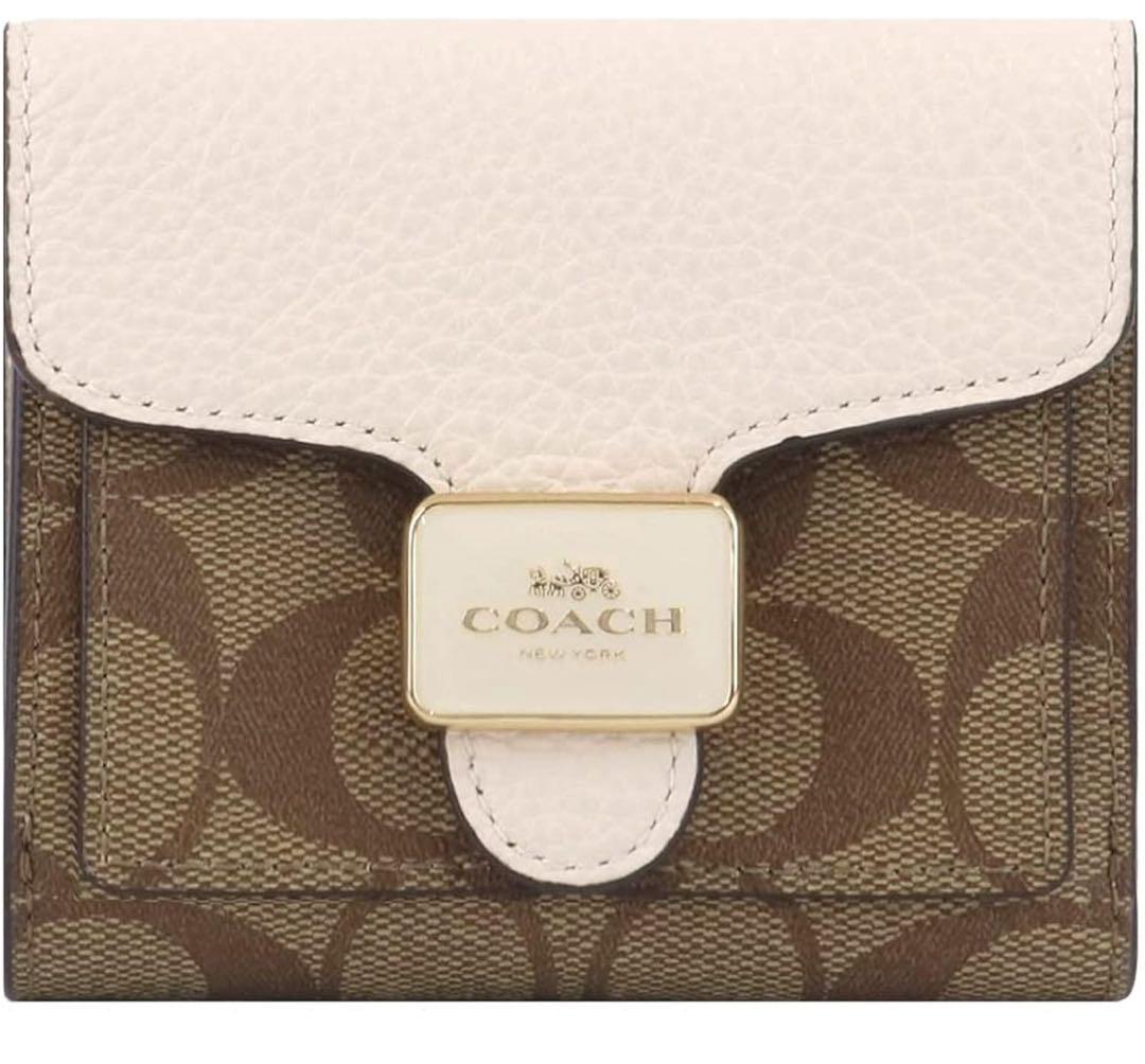 COACH 二つ折り財布 アイボリー/ブラウン ✨新品未使用✨COACH 二つ折り財布 ブラウン/アイボリー - メルカリ