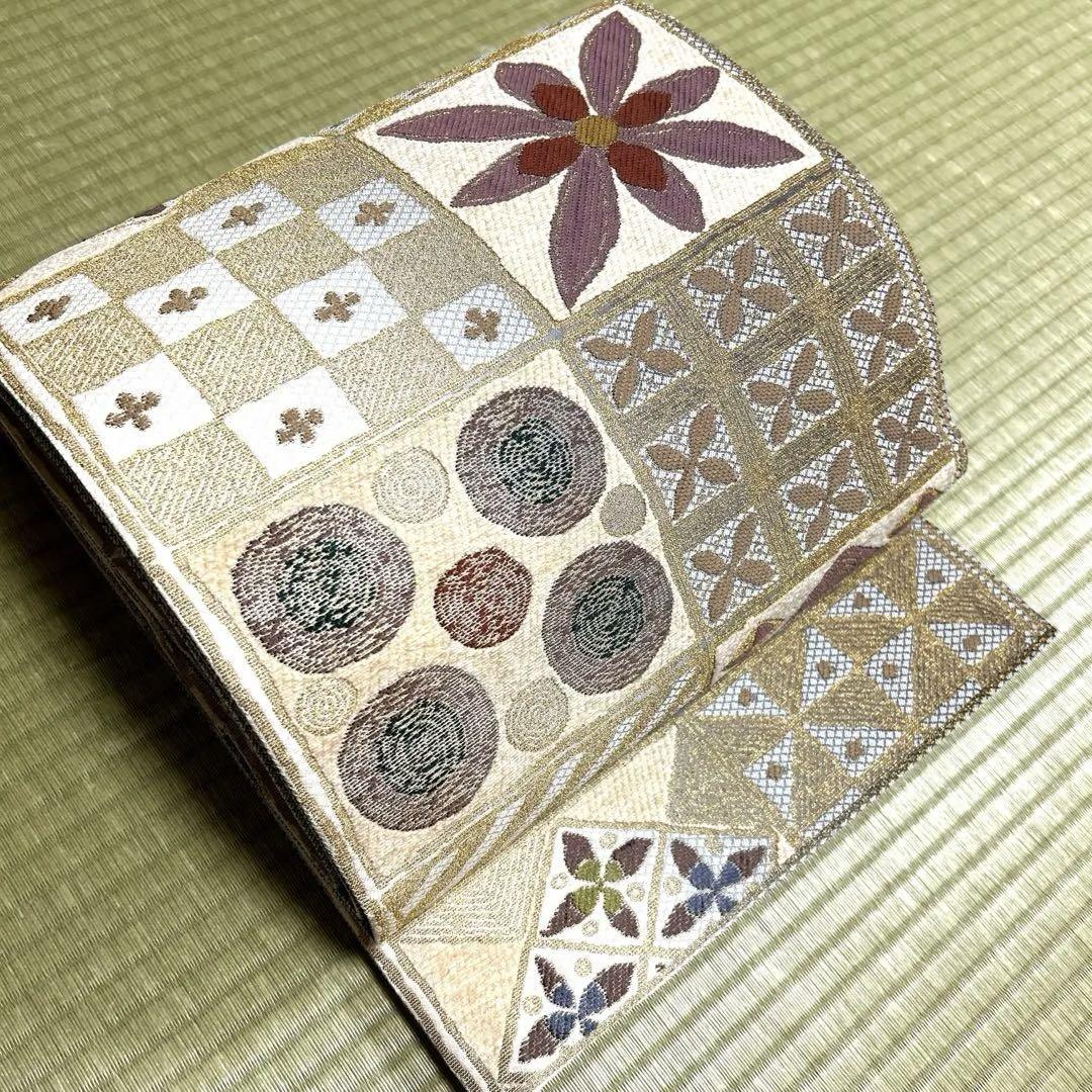 正絹　袋帯《可愛らしい格子模様》