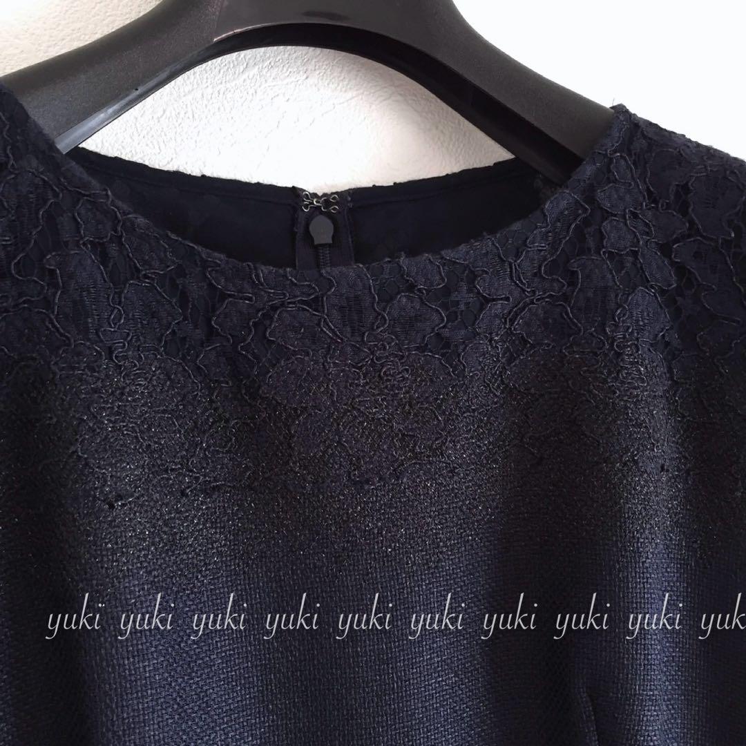 ANAYI ドビー+レース ラメ刺繍 ワンピース ネイビー - メルカリ ANAYI ドビー+レース ラメ刺繍 ワンピース ネイビー - メルカリ
