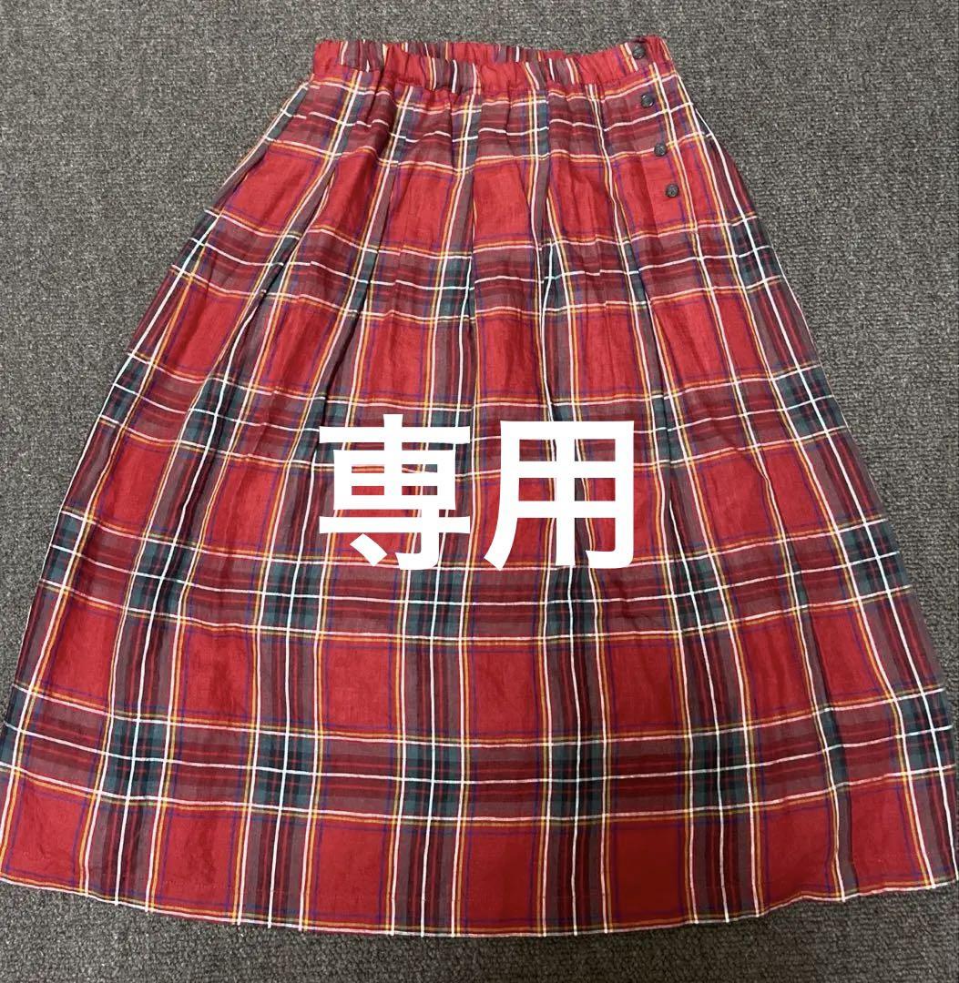 blue willows 未使用品　リネンチェックスカート