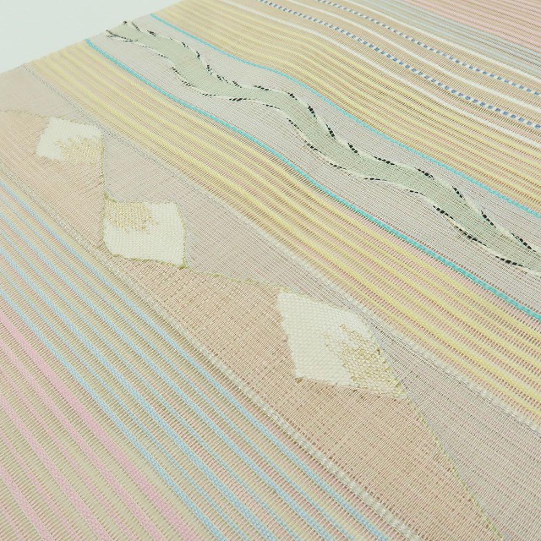 新品 正絹 金銀糸箔 刺繍 絽綴れ 夏なごや帯 着物 A3036