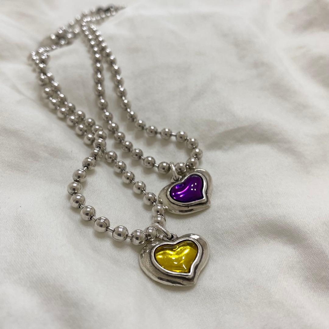 【Otro Accesorio】ボールチェーンハートネックレス(PURPLE)