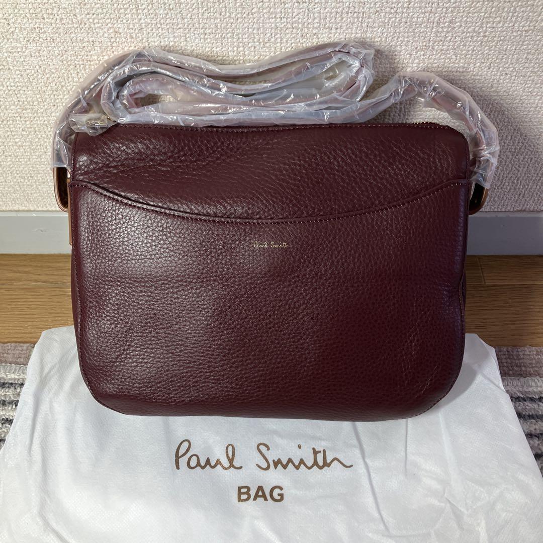 【未使用品】ポールスミス ソフトグレイン ショルダーバッグ ワイン 袋付き