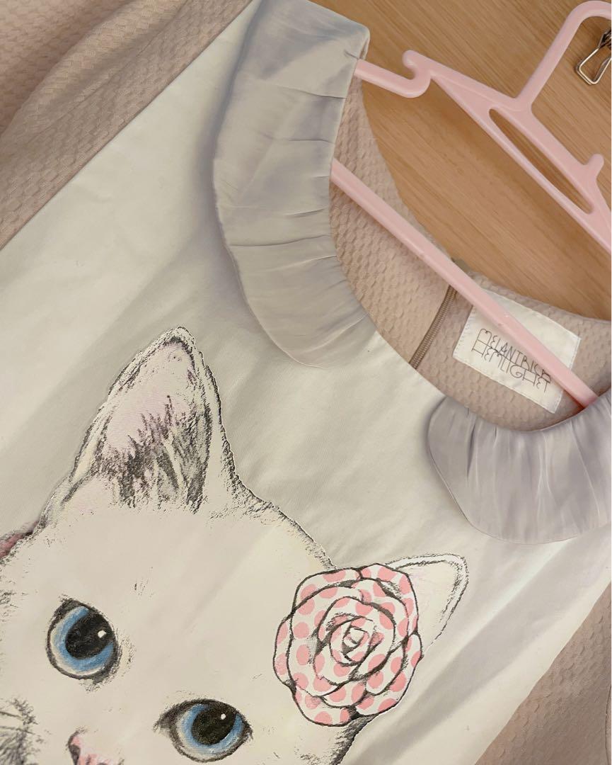 美品★メラントリックヘムライト×ヒグチユウコ　猫　ネコ半袖トップス 美品☆メラントリックヘムライト×ヒグチユウコ 猫 ネコ半袖