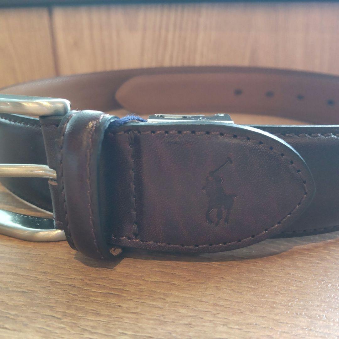 ジ*ロ様 Polo Ralph Lauren ダークブラウン レザーベルト 35