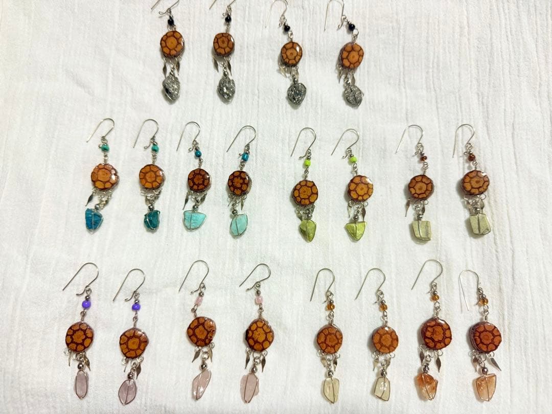 アヤワスカと天然石のピアス10点セット