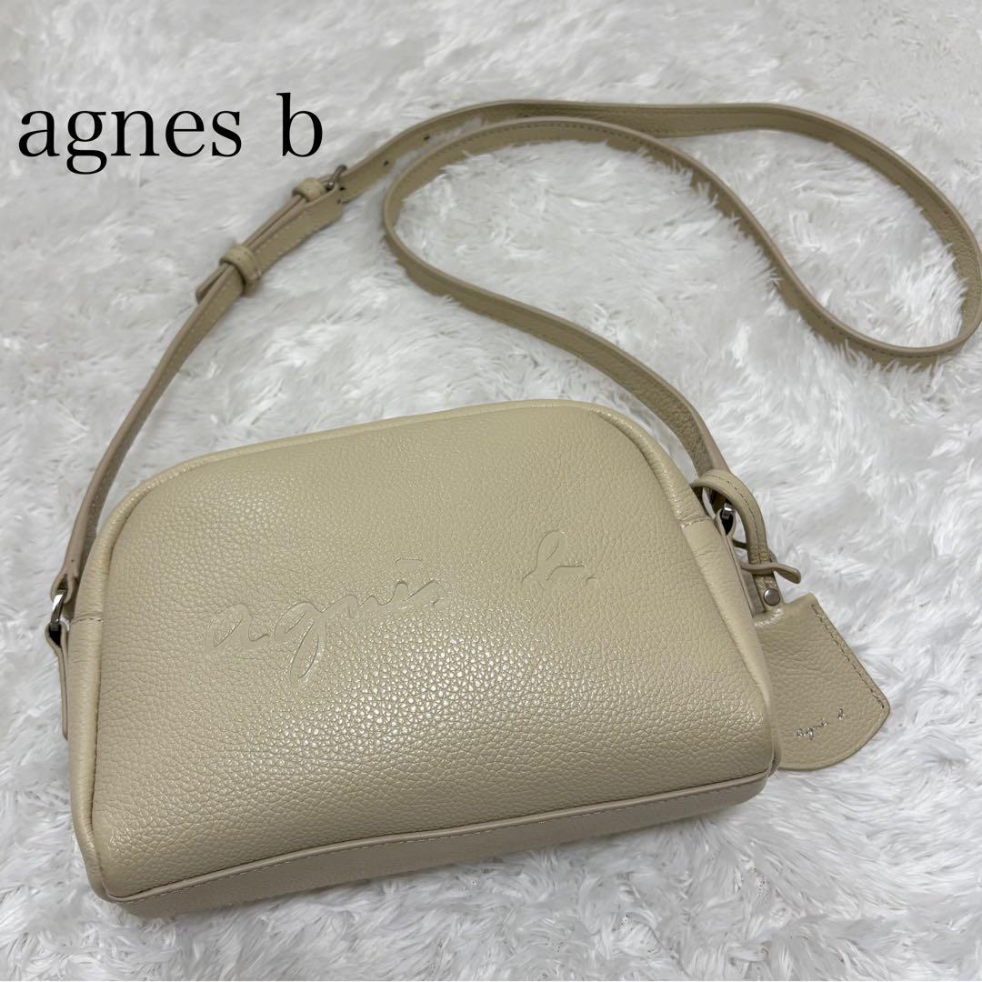 agnesb アニエスベー　牛革　ショルダーバッグ　ロゴ　チャーム　ホワイト