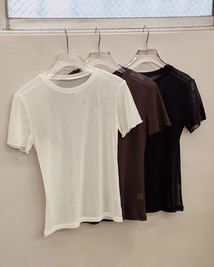 新品タグあり　トゥデイフル　Soft Mesh T-shirts チョコ