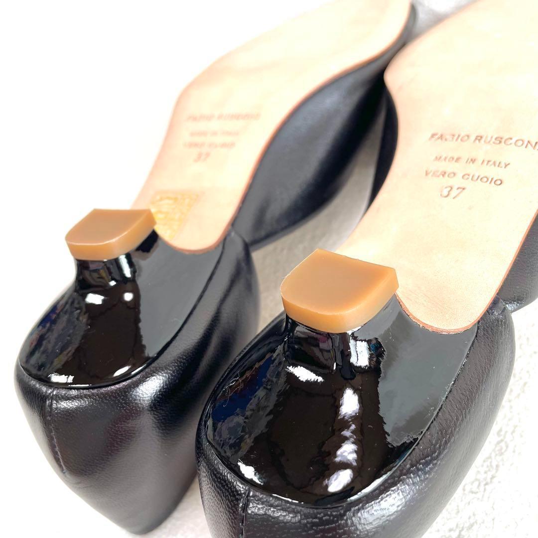 新品未使用・完売✨ファビオルスコーニ オープントゥ レザー サイドカット レザー