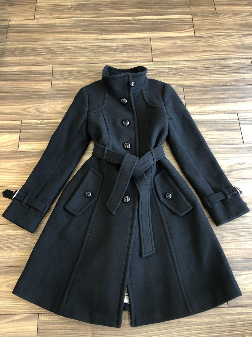 美品　バーバリーブルーレーベル　ロングコート黒　38 ノバチェック
