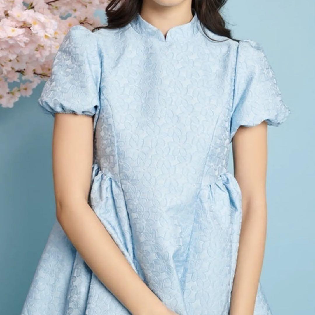 【Sister Jane】パフ袖 花柄ジャカード ティアードワンピース sister jane シスタージェーン 花柄ジャカードワンピース - メルカリ
