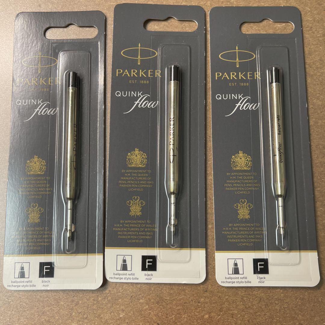 【純正品】Parker QUINKflow 替え芯 ブラック 字幅:F 3本
