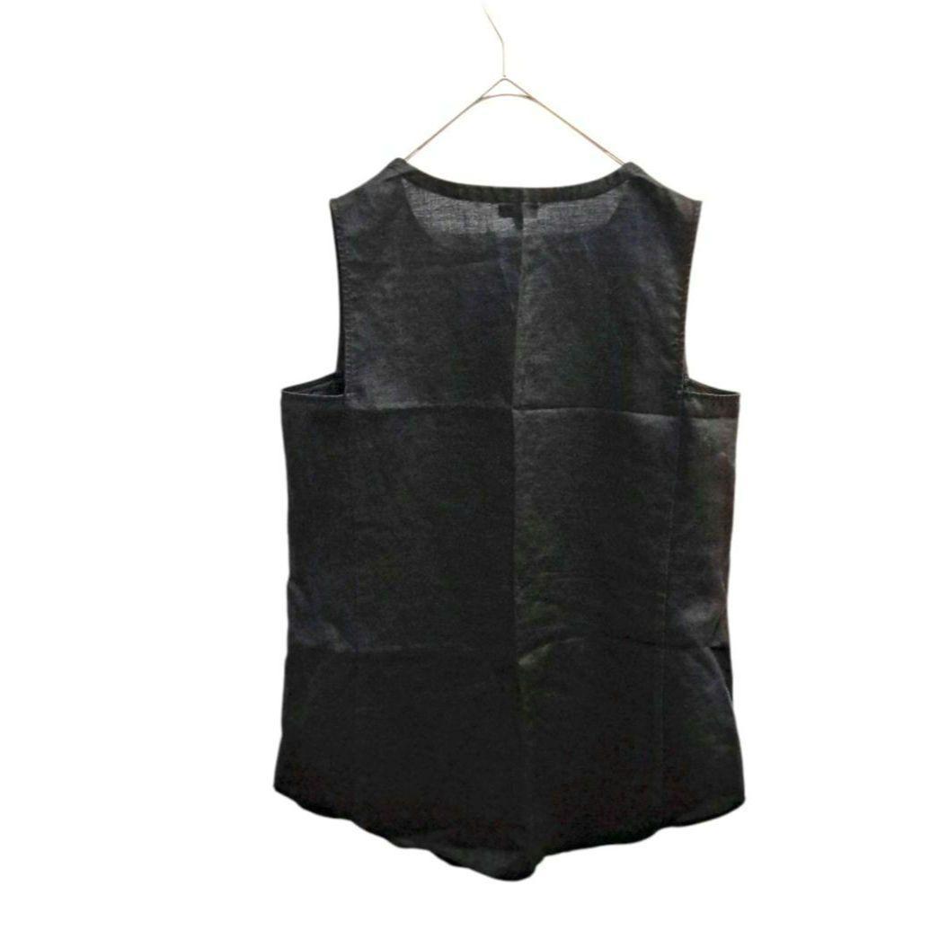 マレーラ MARELLA】リネン ノースリーブ刺繍ブラウス 42 XL 黒
