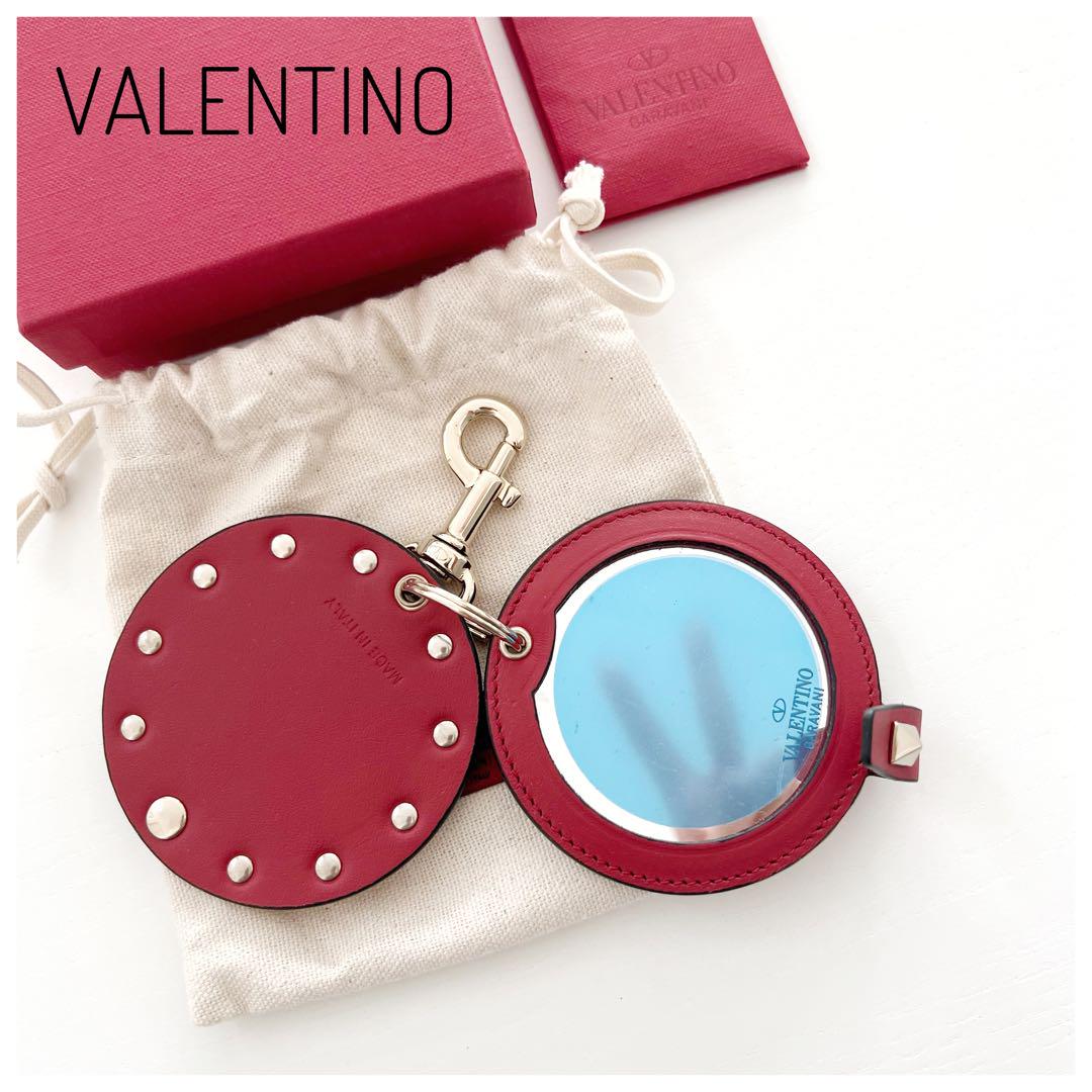 美品　VALENTINO バレチノ　小物　ミラー　赤　箱付き　レディース
