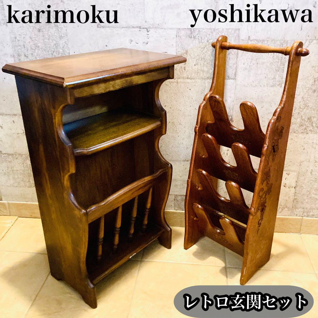 ☆昭和レトロ☆ 天然木材スリッパラック yoshikawa 木彫り葡萄