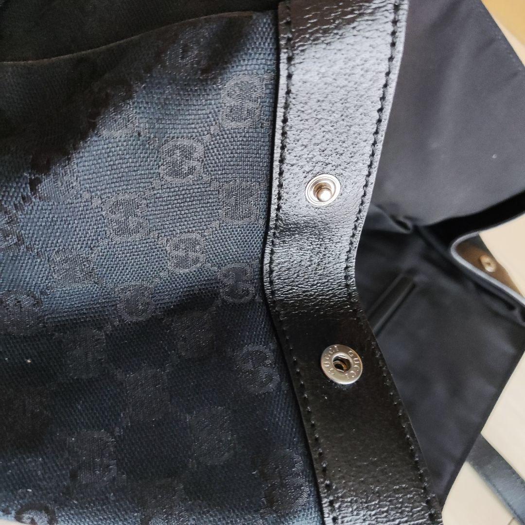 Gucci グッチ ブラック トートバッグ キャンバス レザーレディース
