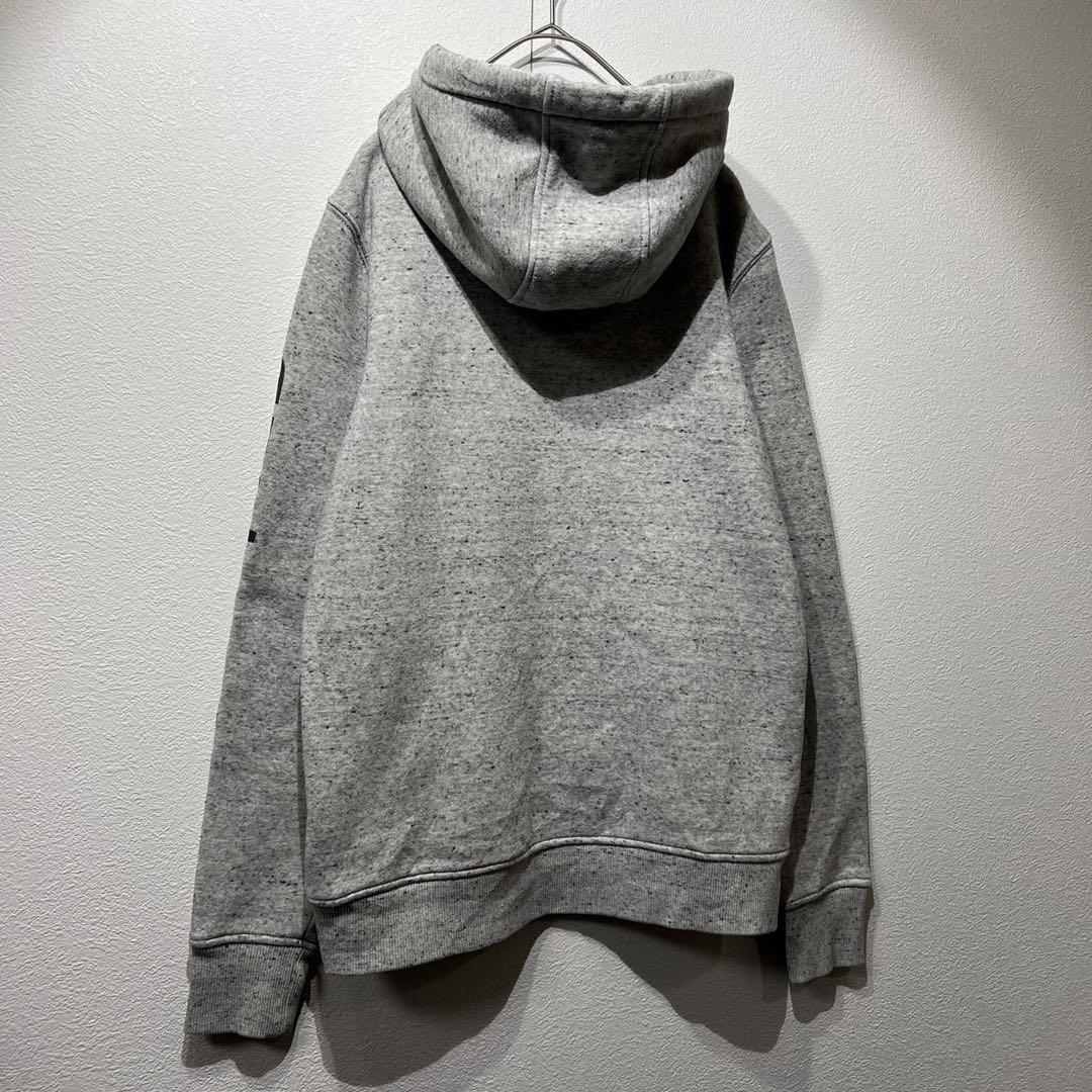 【希少】Carhartt パーカー 袖ロゴ ビッグシルエット 総柄 グレー XS