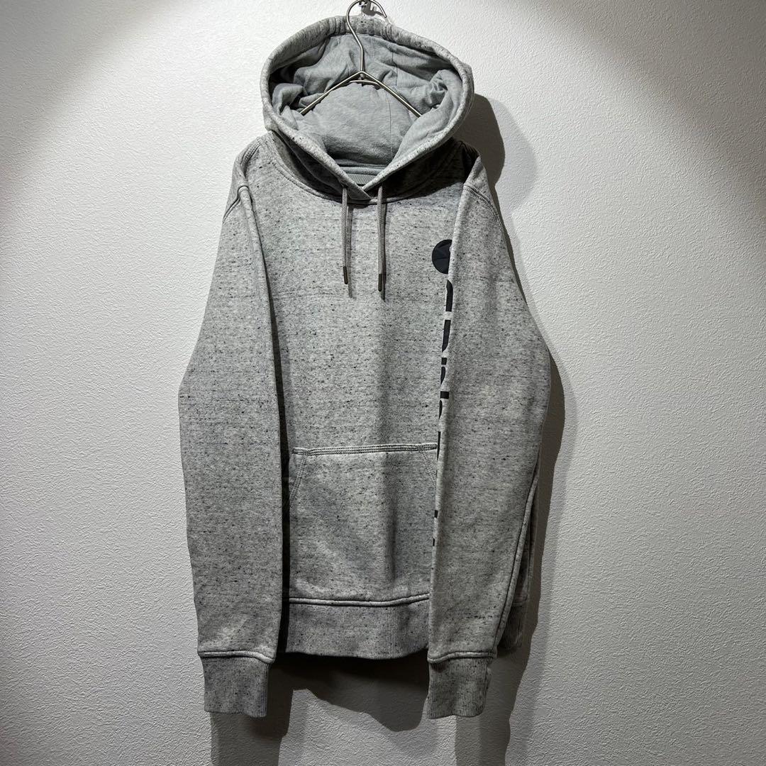 【希少】Carhartt パーカー 袖ロゴ ビッグシルエット 総柄 グレー XS