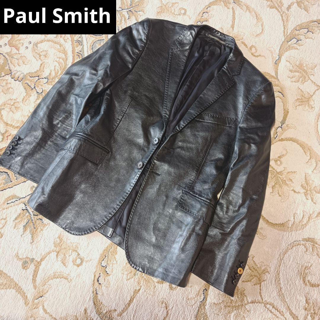 Paul Smith レザーテーラードジャケット 本革 ブラック-