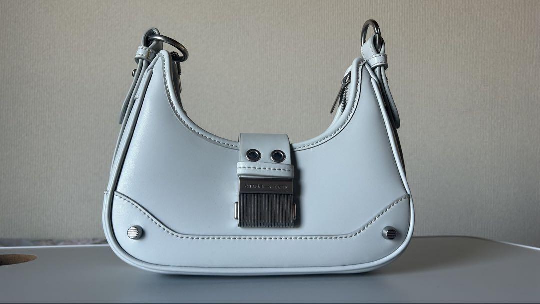 トッズ バウレット レザー 2WAYハンドバッグ グレー×ネイビー