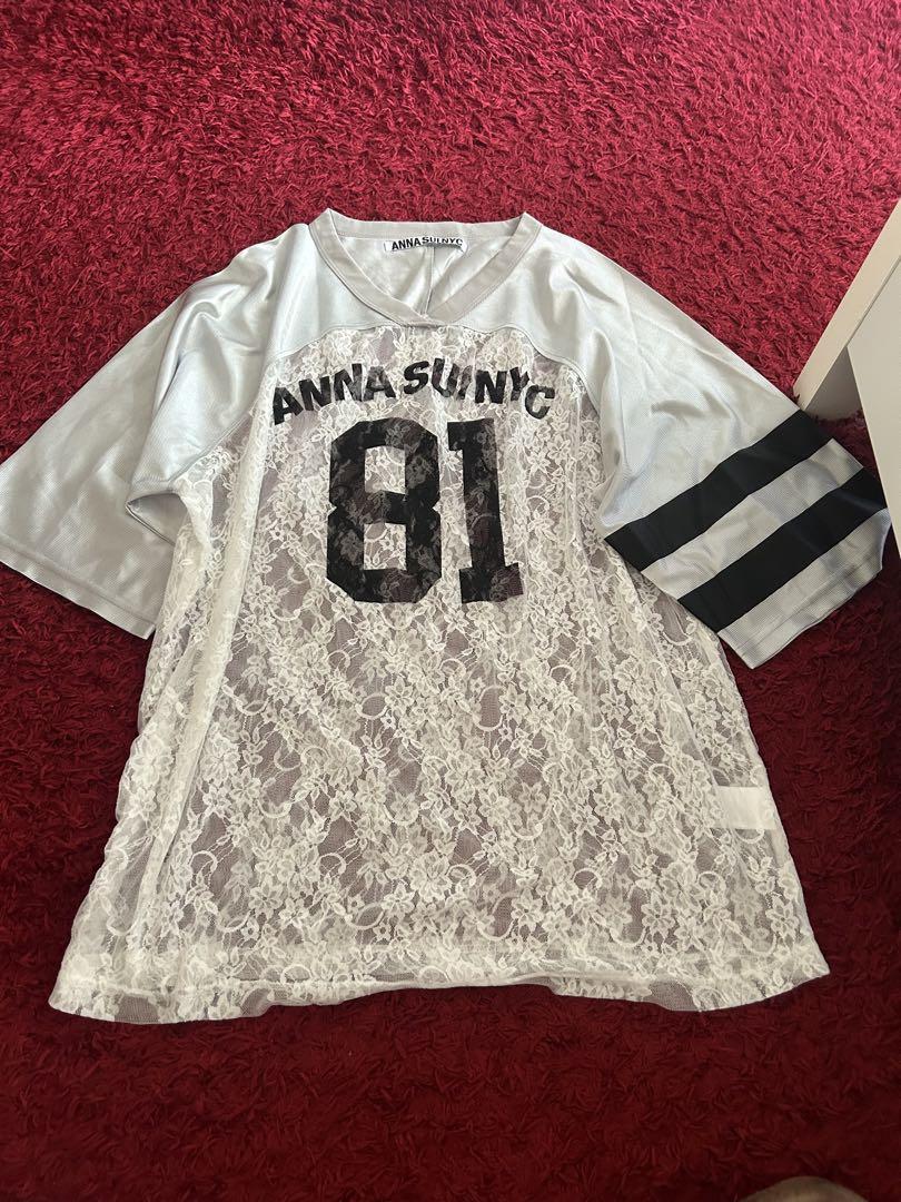 ViVi LARME掲載 ANNA SUI NYC レース 切替 ロング T ANNA SUI NYC レース切替 ロンT BLACK （アナスイエヌワイシー