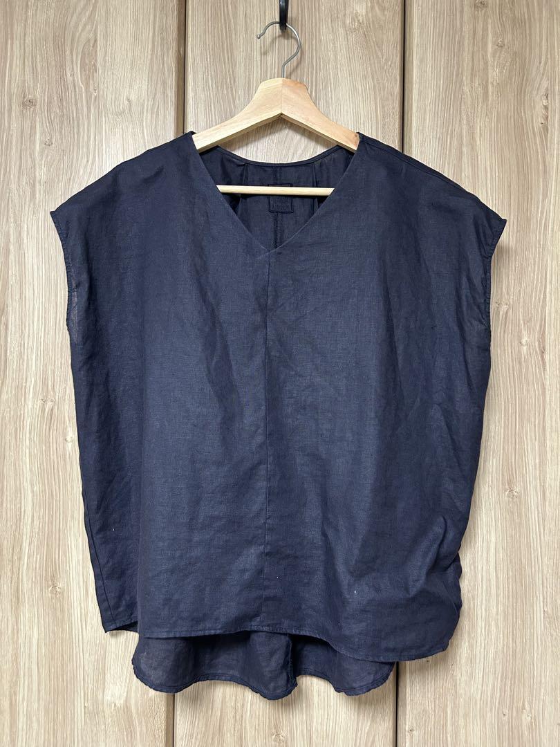 【美品】ドアーズ◆リネンバックタックフレンチブラウス　フレンチスリーブ