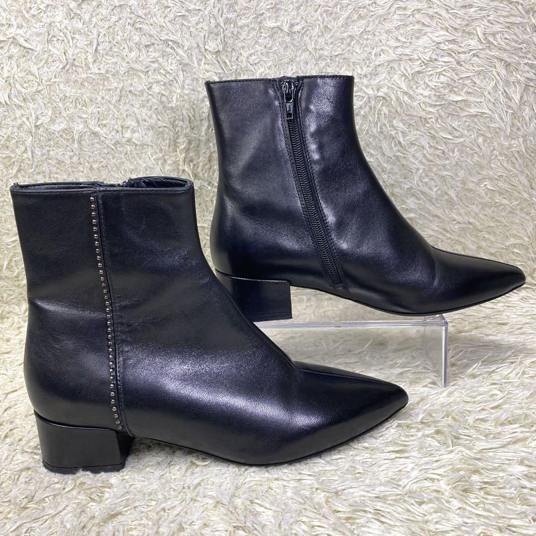 『美品』ファビオルスコーニ　ショートブーツ　サイドジップ  スタッズ　ブラック