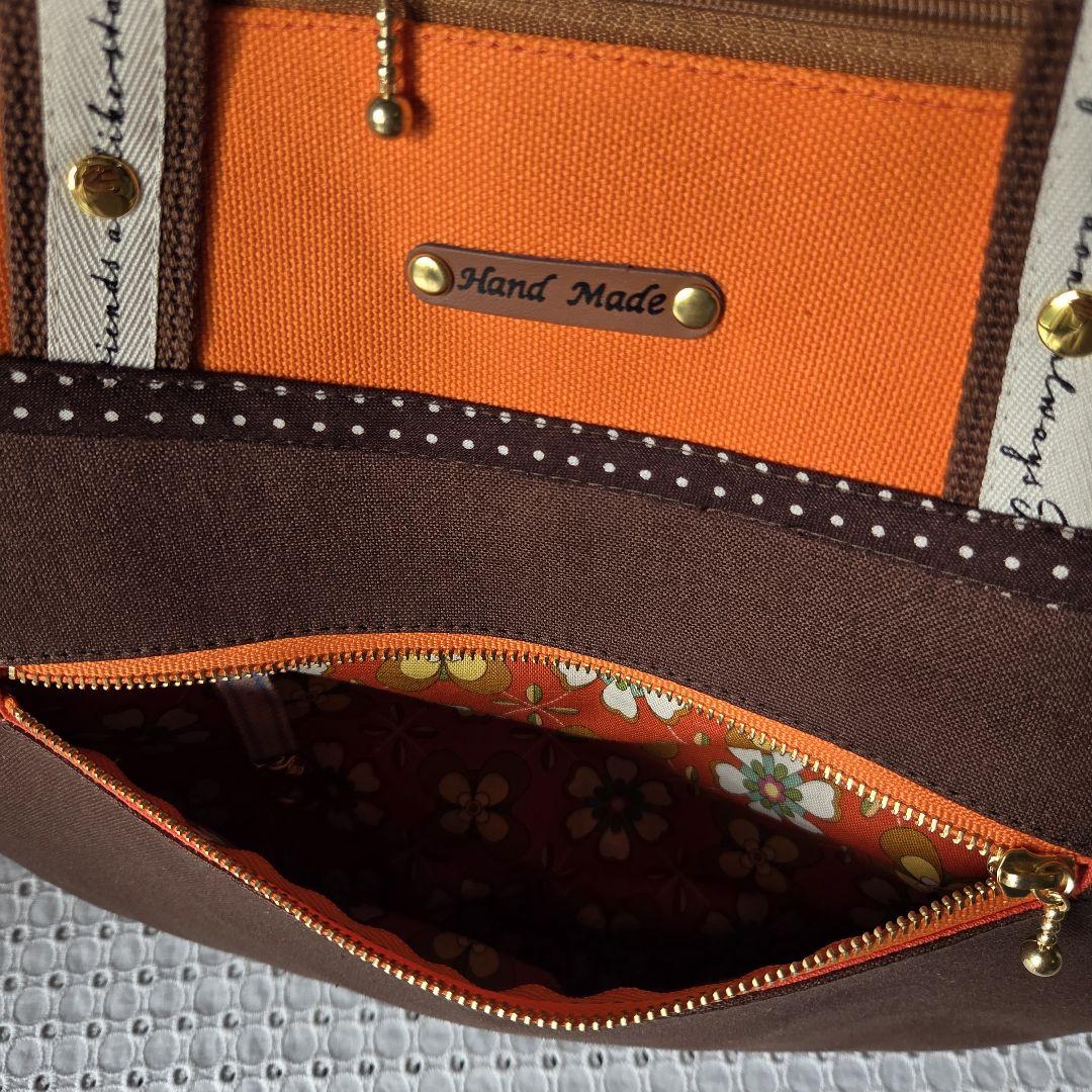 queenbee　ボストン型3way バッグ（L）帆布×ドット