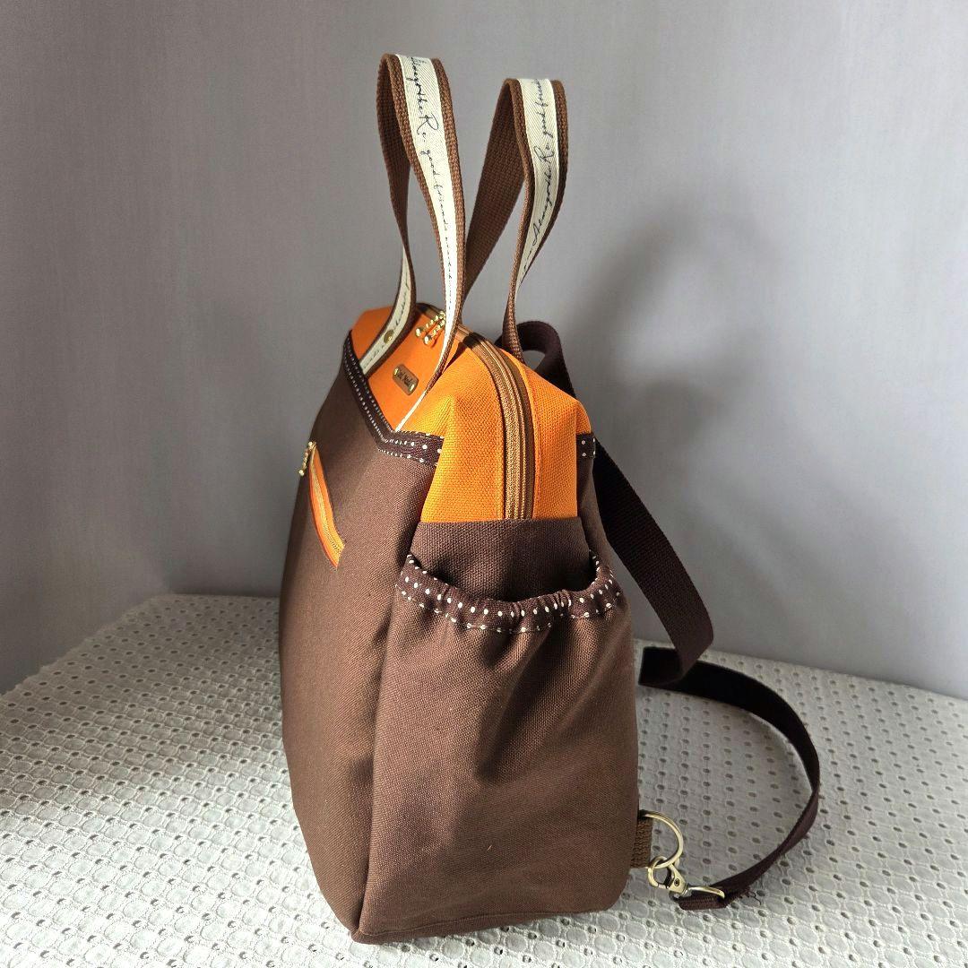 queenbee　ボストン型3way バッグ（L）帆布×ドット