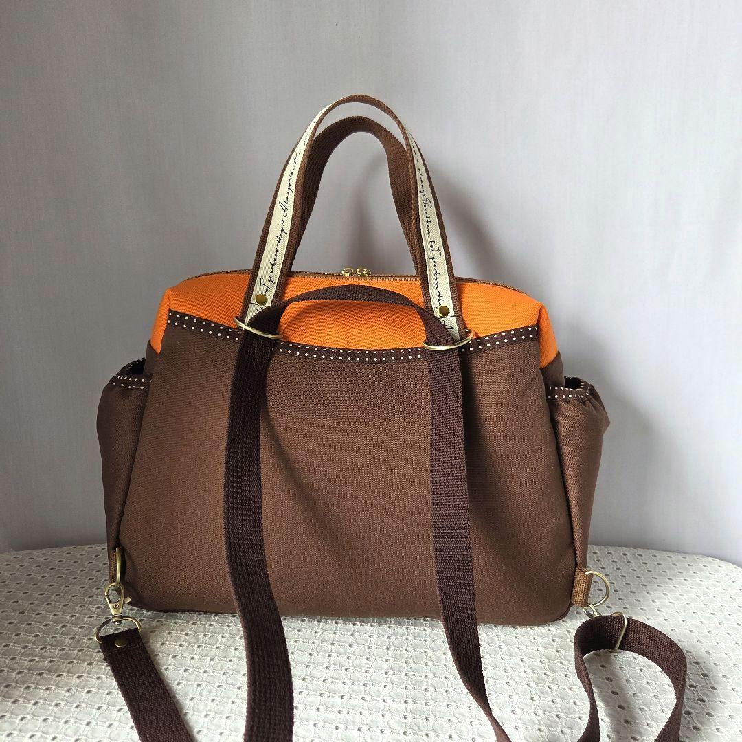 queenbee　ボストン型3way バッグ（L）帆布×ドット