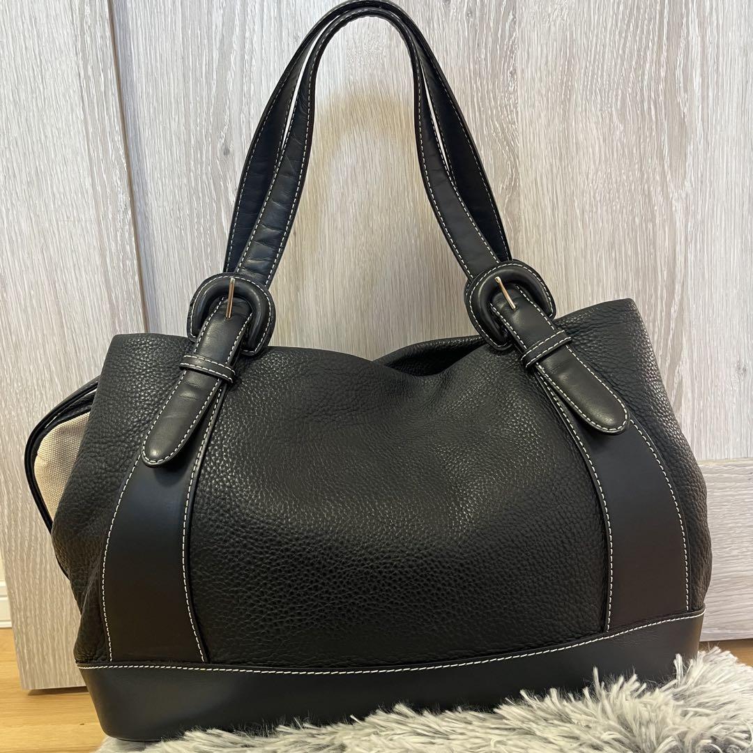 Kitamura キタムラ 美品 シボ革 レザートートバッグ A4収納 ネイビー 美品 KITAMURA キタムラ トートバッグ ネイビー シボ革 A4収納可