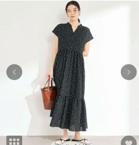 UNITED ARROWS ドット柄ワンピース ドット バルーン ロングワンピース
