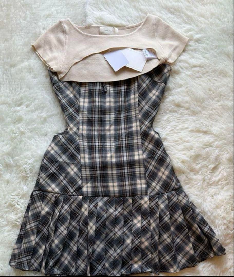 andmary Karen check mini dress beige M