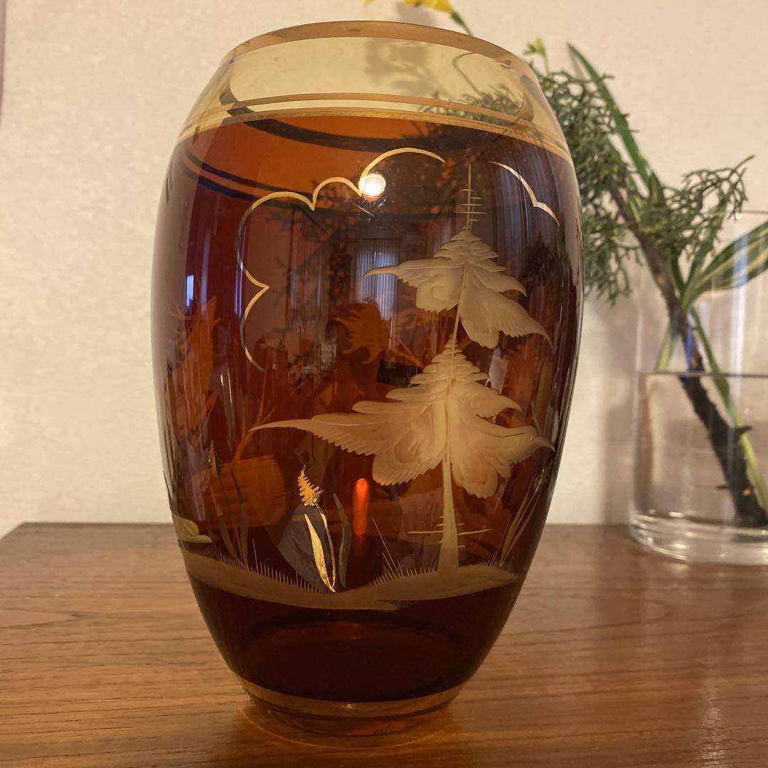 未使用ボヘミアハンドメイド花器