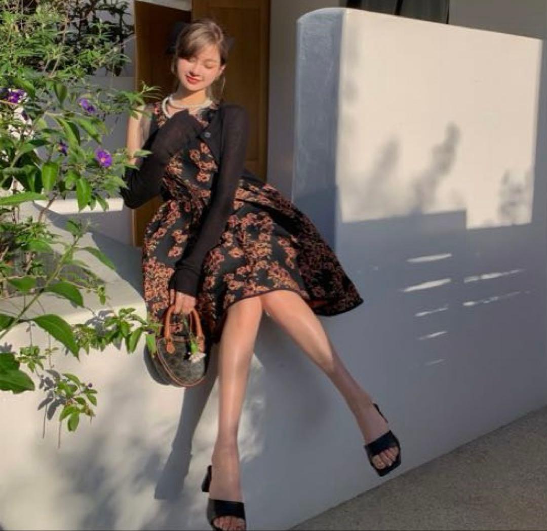 ミニワンピース|ドレス|花柄|ローズ|ノースリーブワンピース|フXS(SS)