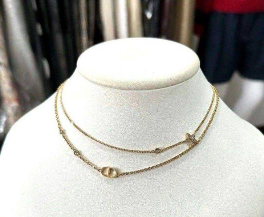 Dior ゴールドトーン ダブルチェーン ネックレス