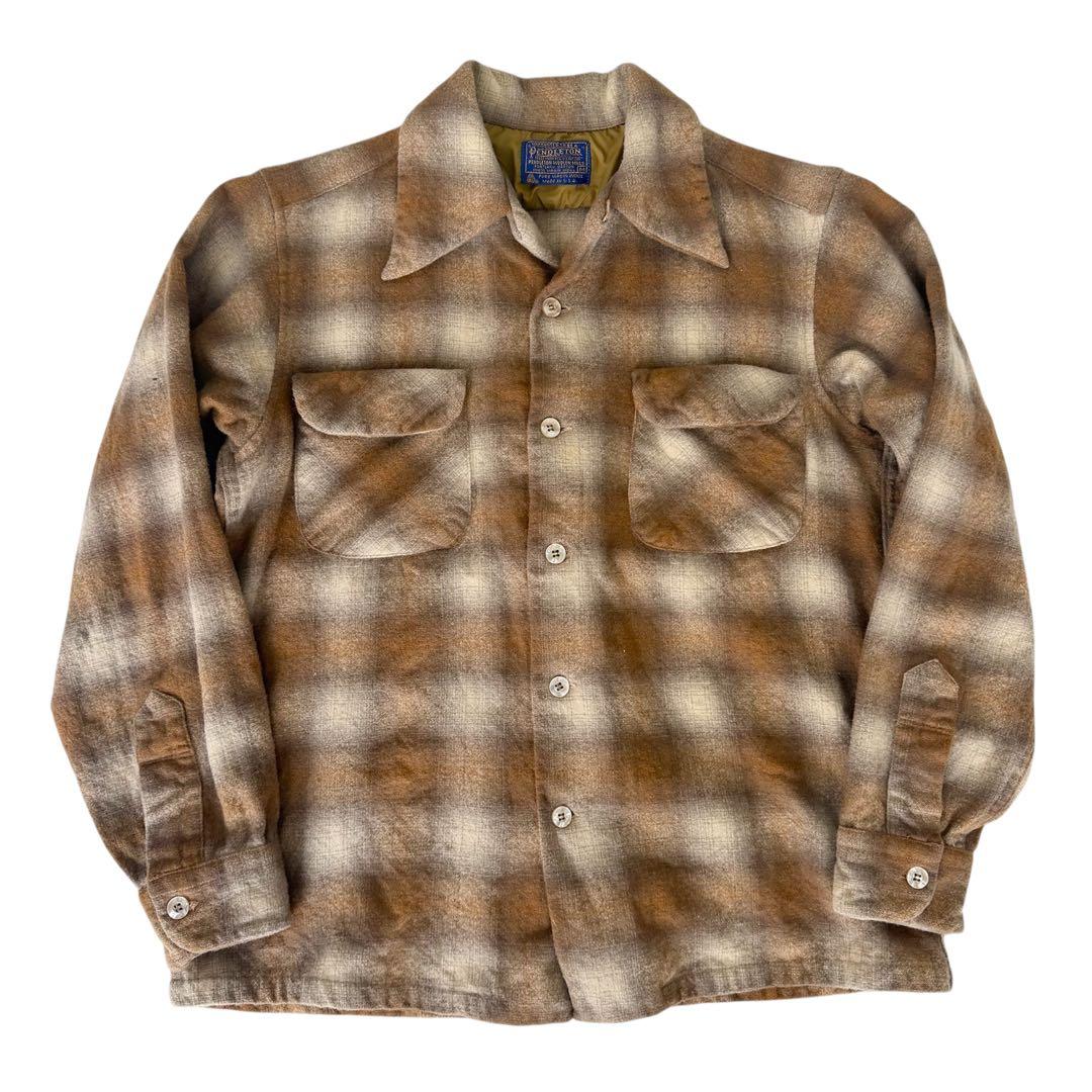 70s Pendleton ペンドルトン ウールシャツ オンブレ シャドーM PENDLETON