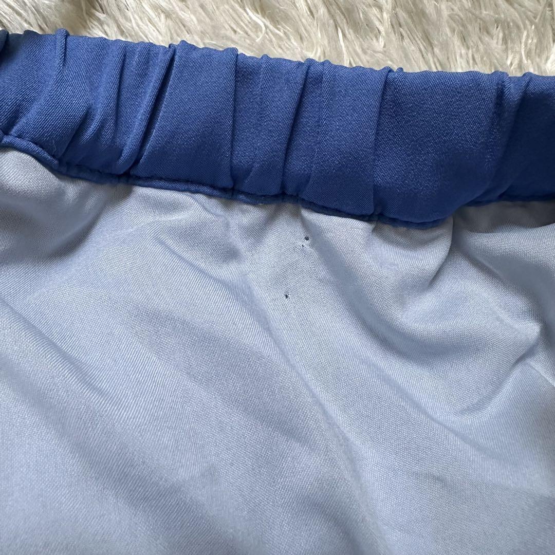 《BARNEYS NEW YORK》ワッシャープリーツフレアスカート 青 M