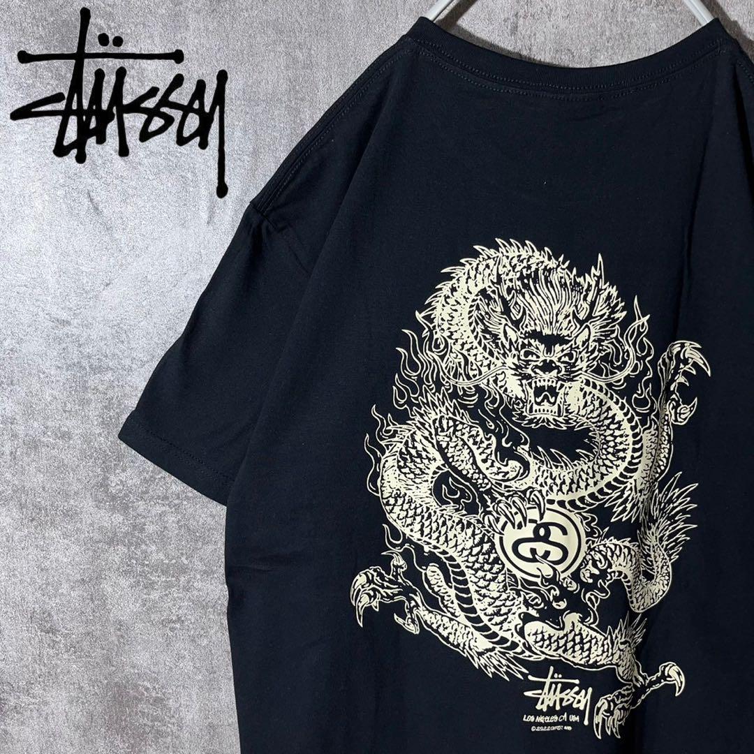 [大人気]　ステューシー　Tシャツ　美品 ビックプリント　ドラゴン　龍　存在感◎