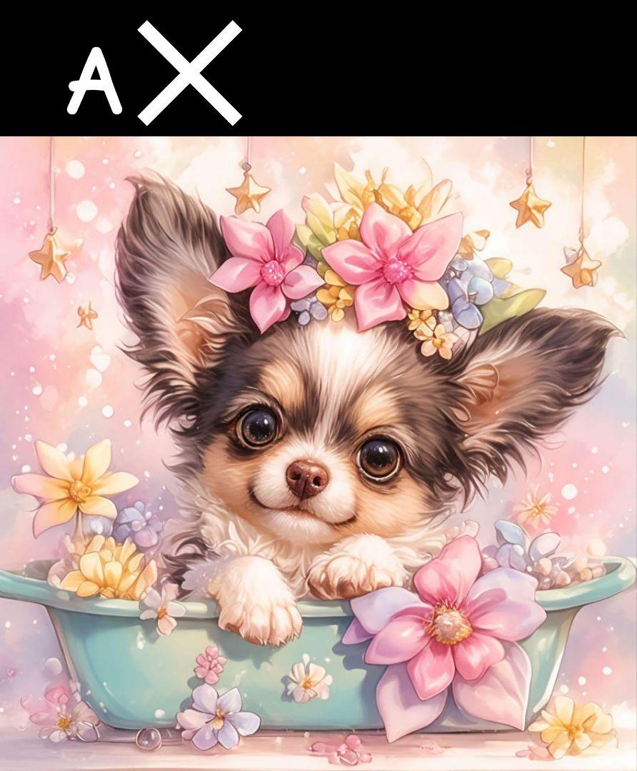 オーダー受付　パネル　チワワ　花飾り　5/7 オーダー受付 パネル チワワ 花飾り 5/7