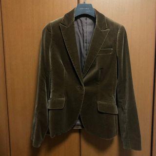 オリーブグリーン ベルベット ブレザー
